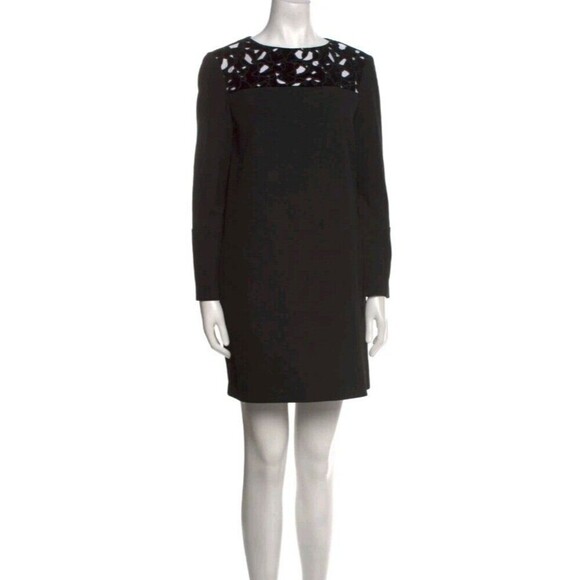 Maje Black Mini Dress with Velvet Glycine Trim S 1 Women's S Minimal Trapeze 139 - Picture 1 of 11